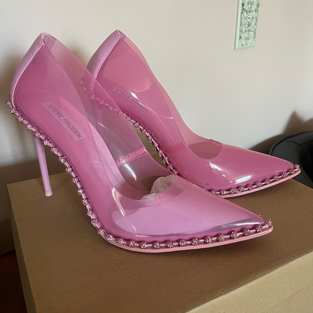 Steve Madden clear dusty pink pump